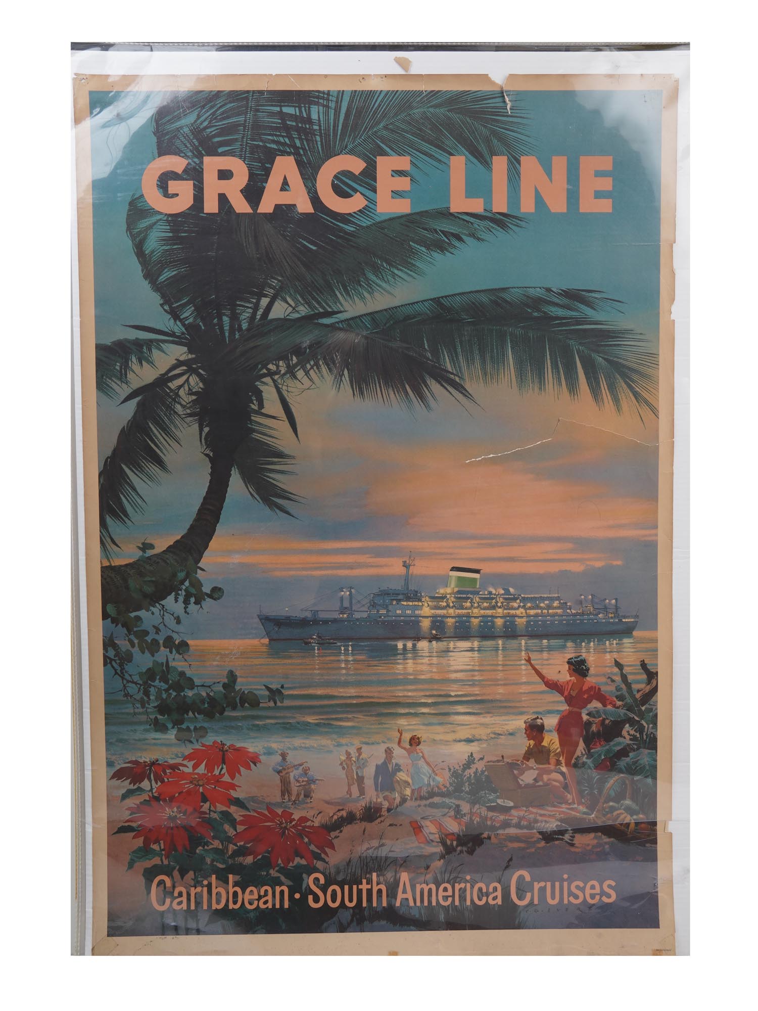 ORIGINAL 1950S GRACE LINE ADVERTISEMENT POSTER PIC-0